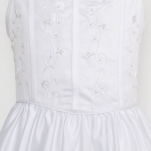 Rain Kids White Bridal Satin Adjustable Corset Dress Little Girl 2T-20 - SophiasStyle.com